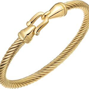 Stainless Steel Twisted Cable Wire Bracelets Adjustable Cuff Jewelry for Women